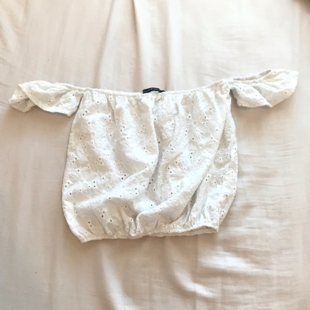 Brandy Melville White Eyelet Becca Top